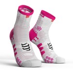 Compressport Racing Socks V3.0 Run Hi Uni Socks Wit-roze