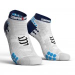 Compressport Racing Socks V3.0 Run Low Uni Sokken Wit-blauw