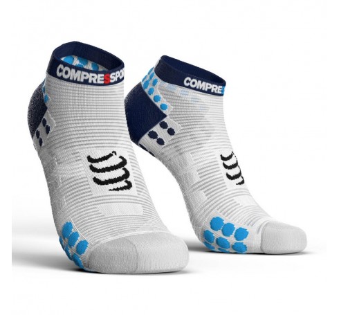 Compressport Racing Socks V3.0 Run Low Uni Socks Wit-blauw