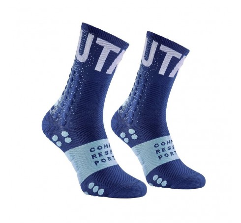 Compressport Ultra Trail Socks UTMB 2020  Uni Sokken Blauw