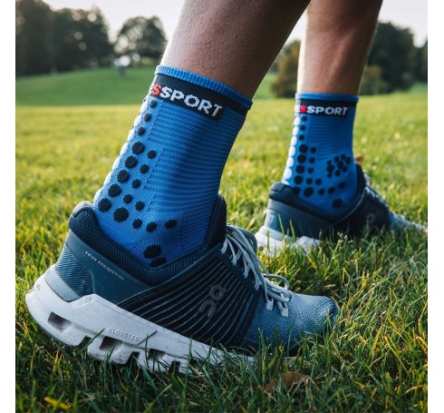 Compressport Pro Racing Socks V3.0 Run High Uni Sokken Blauw