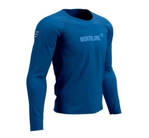 Compressport Training T-Shirt LS Mont Blanc Heren Shirts & Tops Blauw