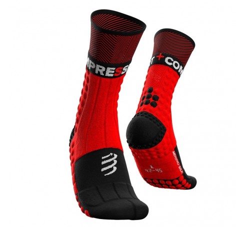 Compressport Pro Racing Socks Winter Trail Uni Sokken Rood-zwart