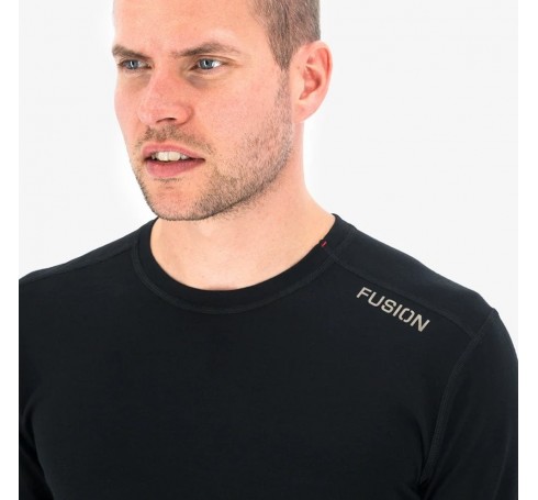 Fusion M C3 Merino LS Heren Shirts & Tops Zwart