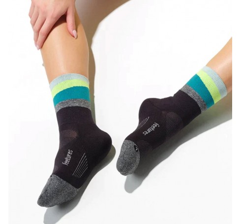 Feetures Elite Light Cushion Mini Crew Uni Socks Zwart/groen
