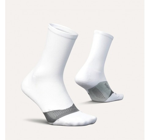 Feetures Elite Light Cushion Mini Crew Uni Socks White