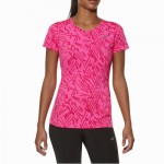Asics Allover GraphicTop SS W Dames Shirts & Tops Roze  